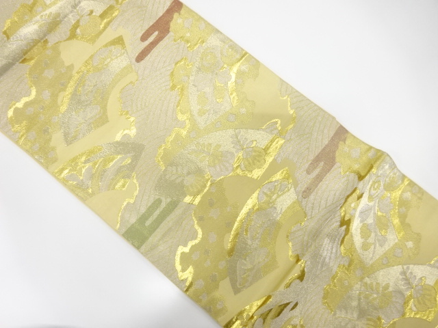 JAPANESE KIMONO / ANTIQUE FUKURO OBI / WOVEN WAVE & FLOWER